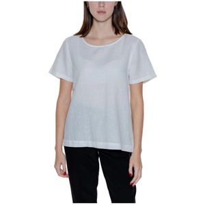 Street One, Tops, Dames, Wit, M, Linnen, Witte Linnen Korte Mouw Top