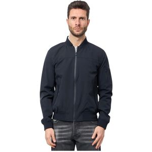YES Zee, Jassen, Heren, Blauw, 2Xl, Nylon, Blauwe Bomberjack met ritssluiting zak