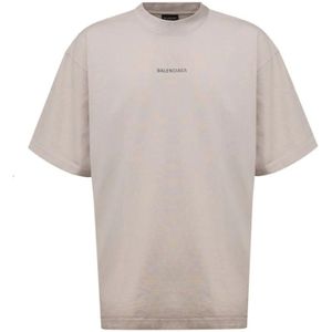 Balenciaga, Tops, Heren, Grijs, L, Katoen, Wit Katoenen T-Shirt