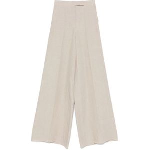 Max Mara, Broeken, Dames, Beige, S, Beige Broek met Verborgen Sluiting