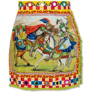 Dolce & Gabbana, Rokken, Dames, Veelkleurig, XS, Katoen, Rok met Carretto-patroon