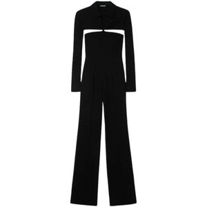 Jacquemus, Jumpsuits & Playsuits, Dames, Zwart, S, Leer, Mountain Lange Jumpsuit