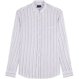 Paul & Shark, Overhemden, Heren, Wit, 2Xl, Linnen, Linnen overhemd met knoopsluiting