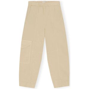Ganni, Broeken, Dames, Beige, L, Katoen, Wijde cargobroek
