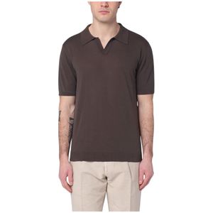 Roberto Collina, Tops, Heren, Bruin, M, Polo Shirt Korte Mouw