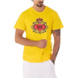 Just Cavalli, Tops, Heren, Geel, XL, Katoen, Heren Logo T-Shirt