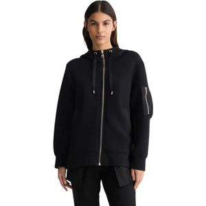 Liu Jo, Sweatshirts & Hoodies, Dames, Zwart, M, Zwarte Sportieve Jas met Capuchon