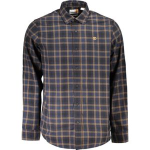 Timberland, Overhemden, Heren, Veelkleurig, L, Blauw geruit overhemd met lange mouwen