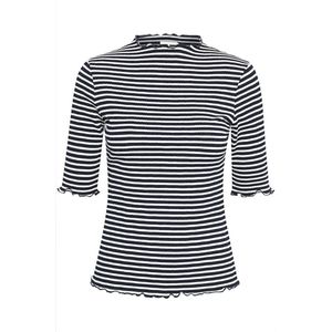 Karen by Simonsen, Tops, Dames, Veelkleurig, XL, Gestreepte T-shirt met Ruches