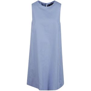 Max Mara Weekend, Kleedjes, Dames, Blauw, M, Katoen, Blauwe katoenen linnen jurk met zakken