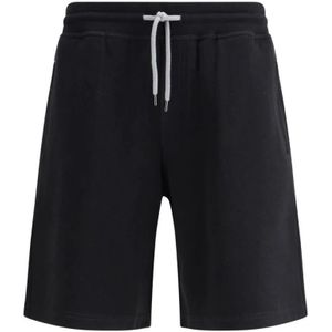 Brunello Cucinelli, Korte broeken, Heren, Zwart, M, Luxe Tracksuit Shorts van Premium Materialen