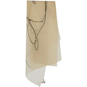Gentryportofino, Accessoires, Dames, Beige, ONE Size, Zijden Patroon Dames Sjaal
