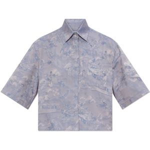Off White, Blouses & Shirts, Dames, Paars, 2Xs, Katoen, Shirt met Zak