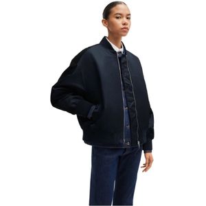 Hugo Boss, Jassen, Dames, Blauw, XL, Waterafstotend Bomberjack