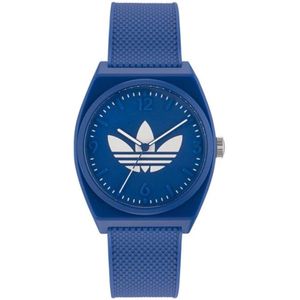 Adidas, Accessoires, unisex, Blauw, ONE Size, Blauwe Siliconen Analoge Horloge met Hars Behuizing
