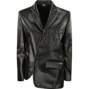 Comme des Garçons, Jassen, Dames, Zwart, M, Polyester, Jas met Revers en Knopen