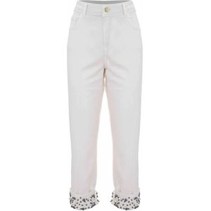 Kocca, Broeken, Dames, Beige, W28, Katoen, Beaded Turn-up Straight Leg Broeken