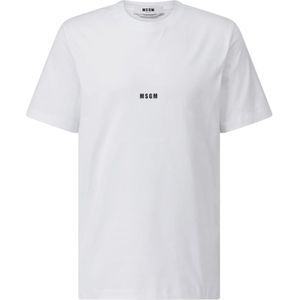 Msgm, Tops, Heren, Wit, XL, Katoen, Katoenen T-shirt met Logo Print