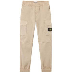 Stone Island, Broeken, Heren, Beige, W32, Katoen, Cargo Jogger Broek
