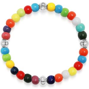 Nialaya, Accessoires, Heren, Grijs, L, Armband met veelkleurig glas en zilver
