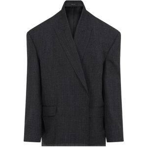 Balenciaga, Jassen, Heren, Zwart, M, Leer, Zwart Groen Getailleerd Jas
