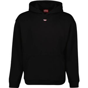 Diesel, Sweatshirts & Hoodies, Heren, Zwart, S, Katoen, Zwarte Hooded Sweatshirt Herfst-Winter 2024