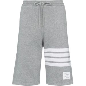 Thom Browne, Korte broeken, Heren, Grijs, 2Xl, Katoen, Grijze Shorts met 4-Bar Streep