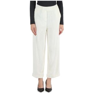 Peserico, Broeken, Dames, Wit, 2Xs, Wijde Pijp Fluwelen Ribfluwelen Broek