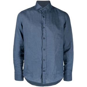 Paul & Shark, Overhemden, Heren, Blauw, M, Linnen, Linnen Overhemd