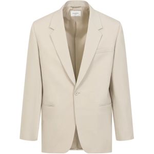Saint Laurent, Jassen, Heren, Beige, L, Wol, Luxe Wollen Jas Naakt Neutrals