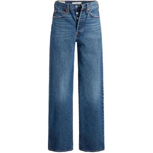 Levi's, Jeans, Dames, Blauw, W28 L32, Katoen, Ribcage Full Length Jeans