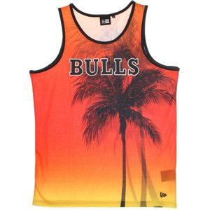 New Era, Tops, Dames, Veelkleurig, S, Polyester, Chicago Bulls All Over Print Tank