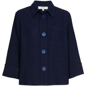 Marie Méro, Jassen, Dames, Blauw, XL, Katoen, Blauwe Bouclé Blouse Jas