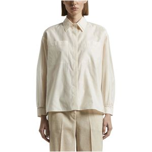 Peserico, Blouses & Shirts, Dames, Beige, M, Katoen, Matte zijden en katoenen organza overhemd