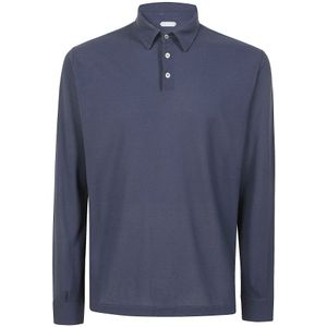 Zanone, Tops, Heren, Blauw, L, Katoen, Katoenen Polo Shirt Navy Stijl