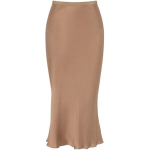 Anine Bing, Rokken, Dames, Bruin, M, Zijden Charmeuse Midi Rok Sepia