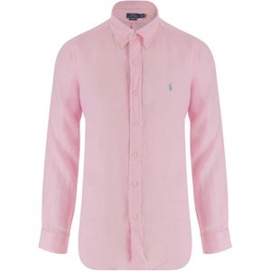 Polo Ralph Lauren, Overhemden, Heren, Roze, 2Xl, Linnen, Sportshirt met lange mouwen