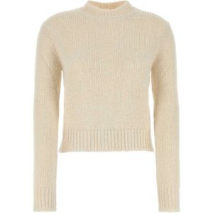 Jil Sander, Truien, Dames, Beige, XS, Ivory Alpaca Blend Trui