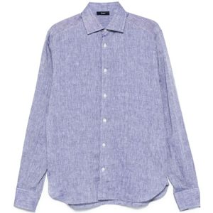 Herno, Overhemden, Heren, Blauw, 2Xl, Blauwe Button-Up Overhemd met Cutaway Kraag