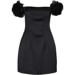 Elisabetta Franchi, Kleedjes, Dames, Zwart, L, Rode Schouder Jurk Collectie