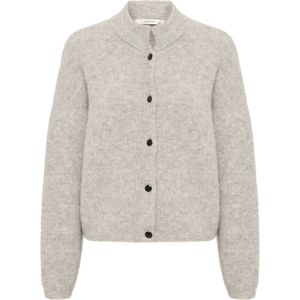 Gestuz, Truien, Dames, Grijs, XL, Wol, Comfortabele korte cardigan - Lichtgrijs Melange