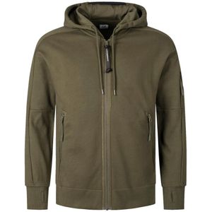 C.p. Company, Sweatshirts & Hoodies, Heren, Groen, M, Katoen, Diagonale Fleece Hoodie met Verhoogde Textuur