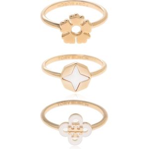 Tory Burch, Accessoires, Dames, Geel, 46 MM, Tweed, Set van drie ringen