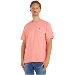 Tommy Jeans, Tops, Heren, Roze, S, Tickled Pin T-shirt voor mannen