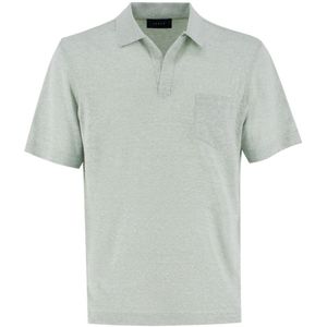 Sease, Tops, Heren, Blauw, 2Xl, Katoen, Linnen Katoen Polo Shirt met Zak