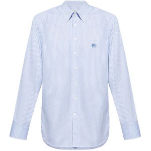 Etro, Overhemden, Heren, Blauw, M, Lichtblauw overhemd met Pegasus-motief