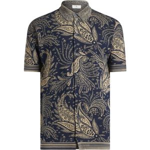 Etro, Overhemden, Heren, Blauw, M, Katoen, Blauw Jacquard Paisley Overhemd