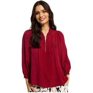 IN Front, Blouses & Shirts, Dames, Rood, L, Rayon, Bordeaux Andrea Blouse met Rits