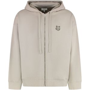 Maison Kitsuné, Sweatshirts & Hoodies, Heren, Beige, S, Katoen, Katoenen hoodie met volledige rits