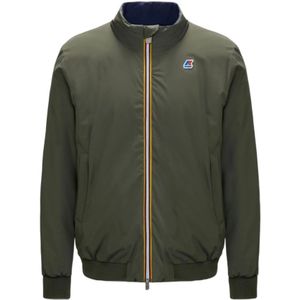 K-Way, Jassen, Heren, Groen, S, Polyester, Omkeerbare wind- en waterdichte jas groen heren
